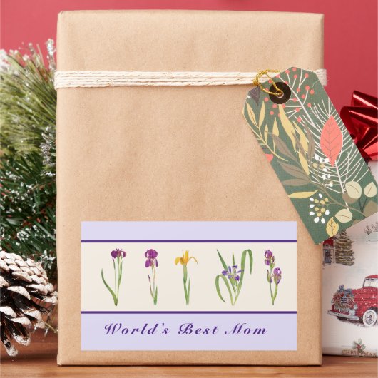 Happy Moederdag Paarse Irises World's Best Mam Rechthoekige Sticker (Feestdagen)