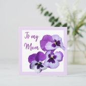 Happy Moederdag paarse pansy floral Kaart (Staand voorkant)