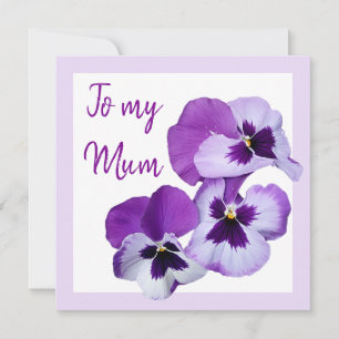 Happy Moederdag  paarse pansy floral Kaart