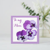 Happy Moederdag  paarse pansy floral Kaart (Staand voorkant)