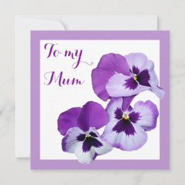 Happy Moederdag paarse pansy floral Kaart