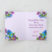 Happy Moederdag Pansy Violet Flowers Waterverf Feestdagen Kaart (Binnen)
