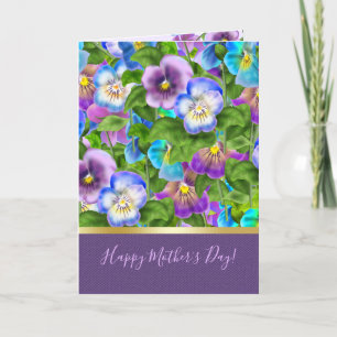 Happy Moederdag Pansy Violet Flowers Waterverf Feestdagen Kaart