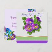 Happy Moederdag Pansy Violet Flowers Waterverf Feestdagenkaart (Voorkant / Achterkant)