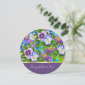 Happy Moederdag Pansy Violet Flowers Waterverf Feestdagenkaart (Staand voorkant)