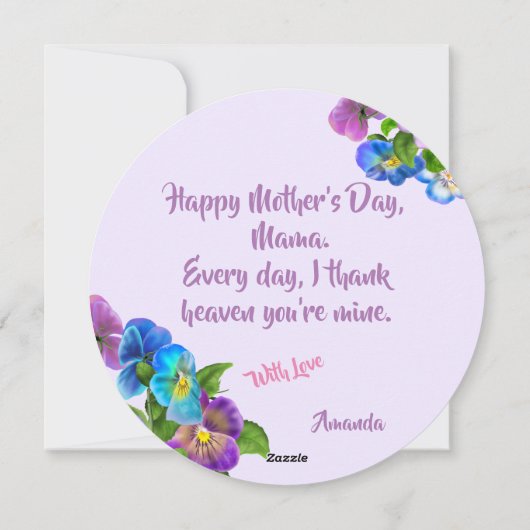 Happy Moederdag Pansy Violet Flowers Waterverf Feestdagenkaart (Achterkant)