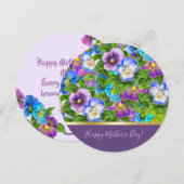 Happy Moederdag Pansy Violet Flowers Waterverf Feestdagenkaart (Voorkant / Achterkant)