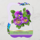 Happy Moederdag Pansy Violet Flowers Waterverf Feestdagenkaart (Voorkant / Achterkant)