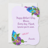 Happy Moederdag Pansy Violet Flowers Waterverf Feestdagenkaart (Achterkant)