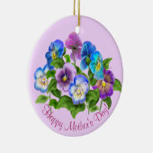 Happy Moederdag Pansy Violet Flowers Waterverf Keramisch Ornament (Rechts)