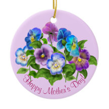 Happy Moederdag Pansy Violet Flowers Waterverf