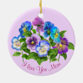 Happy Moederdag Pansy Violet Flowers Waterverf Keramisch Ornament (Achterkant)
