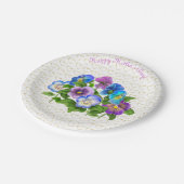 Happy Moederdag Pansy Violet Flowers Waterverf Papieren Bordje (Gekanteld)