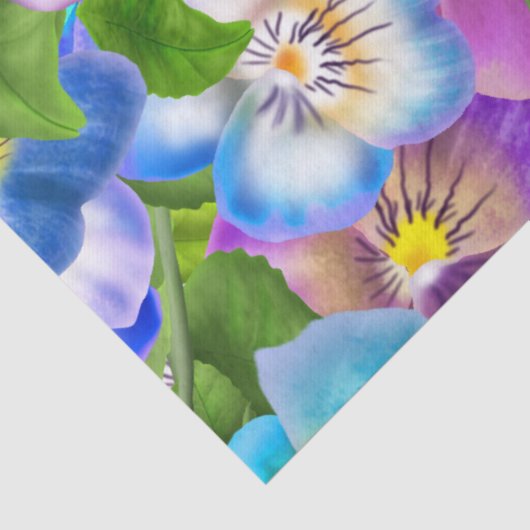 Happy Moederdag Pansy Violet Flowers Waterverf Tissuepapier (Detail)