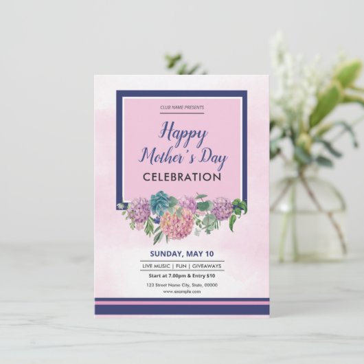 Happy Moederdag Party-uitnodiging Kaart (Staand voorkant)