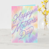 Happy Moederdag Pastel Tie Dye Kaart (Gele Bloem)