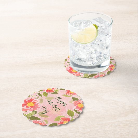 Happy Moederdag,  pastelroze, Kartonnen Onderzetters (Insitu)