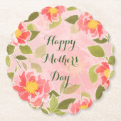 Happy Moederdag,  pastelroze, Kartonnen Onderzetters (Voorkant)