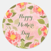 Happy Moederdag,  pastelroze, Ronde Sticker (Voorkant)
