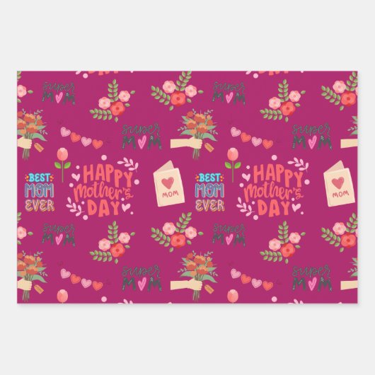 Happy Moederdag Pattern Inpakpapier Vel (Voorkant 3)