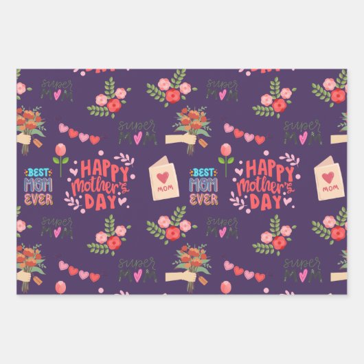 Happy Moederdag Pattern Inpakpapier Vel (Voorkant 2)