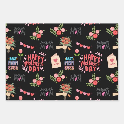 Happy Moederdag Pattern Inpakpapier Vel (Voorkant)