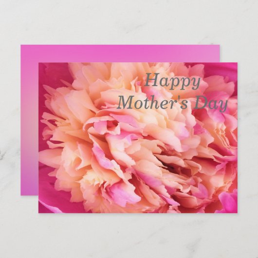 Happy Moederdag Peony Briefkaart (Voorkant / Achterkant)