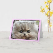 Happy Moederdag Persian Kitten wenskaart Kaart (Gele Bloem)