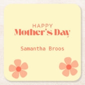 Happy Moederdag perzikbloemen roze Kartonnen Onderzetters (Voorkant)