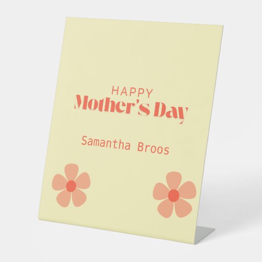 Happy Moederdag perzikbloemen roze Reclamebord Met Voetstuk (Voorkant)