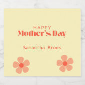 Happy Moederdag perzikbloemen roze Sparkling Wijnetiket (Enkel label)