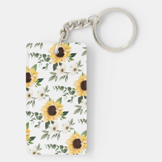 Happy Moederdag Photo Arch Waterverf Sunflower Sleutelhanger (achterkant)