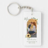 Happy Moederdag Photo Arch Waterverf Sunflower Sleutelhanger (Voorkant)