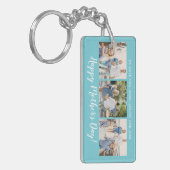 Happy Moederdag Photo Collage Custom Aqua Blue Sleutelhanger (Voorkant Links)