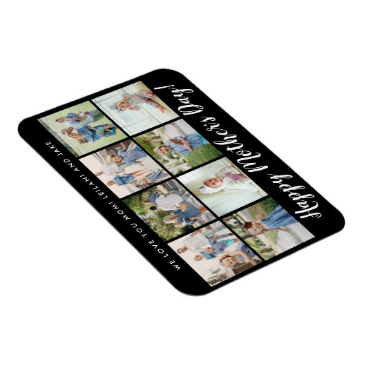 Happy Moederdag Photo Collage Custom Black Magneet (Rechterzijde)