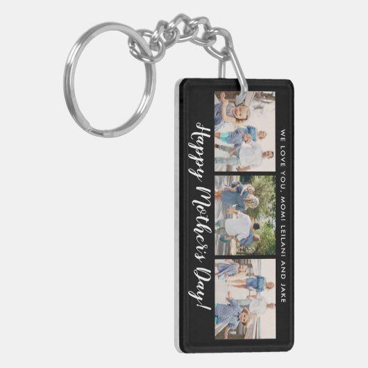 Happy Moederdag Photo Collage Custom Black Sleutelhanger (Voorkant Links)