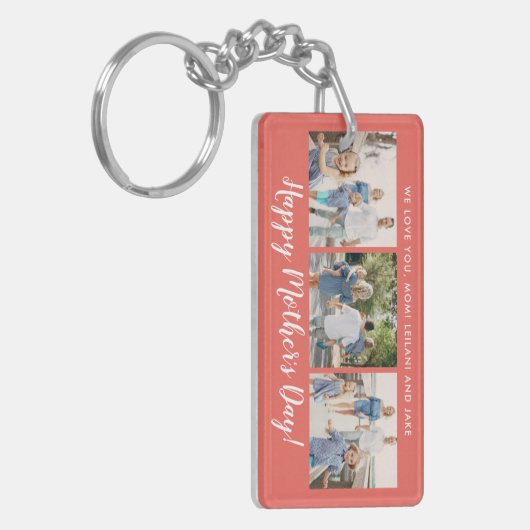 Happy Moederdag Photo Collage Custom Coral Sleutelhanger (Voorkant Links)