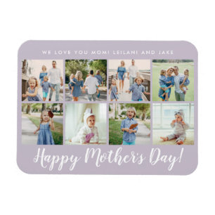 Happy Moederdag Photo Collage Custom Lavender Magneet