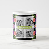 Happy Moederdag Photo Collage - Girly Flowers Grote Koffiekop (Voorkant)