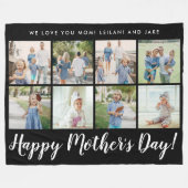 Happy Moederdag Photo Collage Message Black Fleece Deken (Voorkant (Horizontaal))
