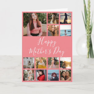 Happy Moederdag Photo Collage Pink en White Kaart
