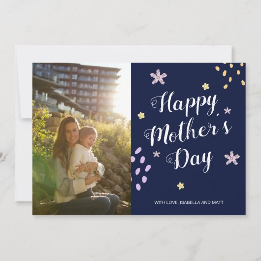 Happy Moederdag Photo Hand Drawn Flowers Schattige (Voorkant)