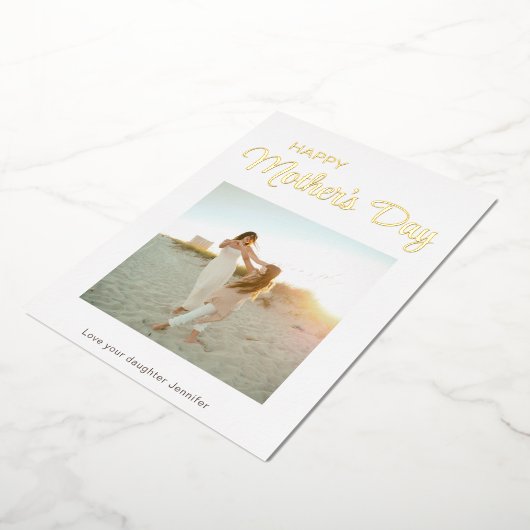 Happy Moederdag Photo minimalist Folie Feestdagenkaart (Gedraaid)