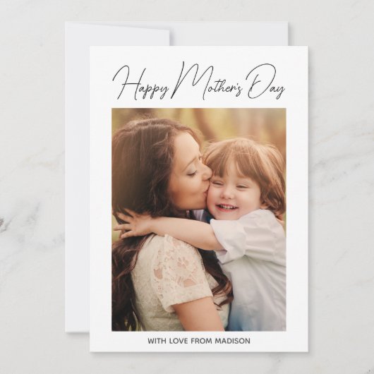 Happy Moederdag Photo Minimalist Kaart (Voorkant)