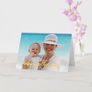 Happy Moederdag Photo Template Gold Script Kaart