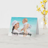 Happy Moederdag Photo Template zwart script Kaart (Gele Bloem)
