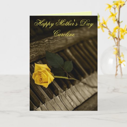 Happy Moederdag Piano Kaart (Gele Bloem)
