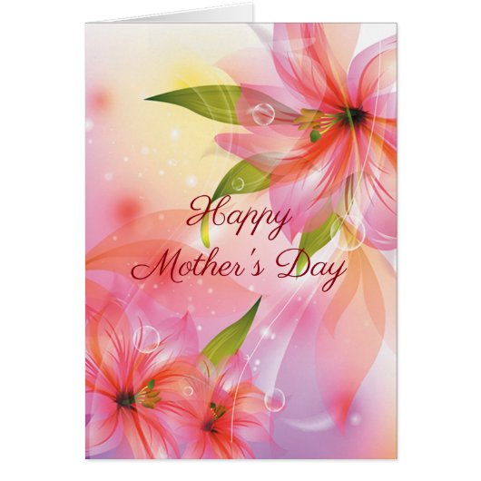 Happy Moederdag Pink Floral 5x7 kaart (Voorkant)