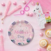 Happy Moederdag Pink Floral Blooms Napkins Pape Papieren Bordje (Feest)