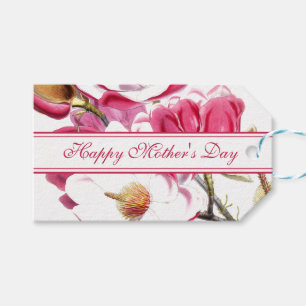 Happy Moederdag Pink Floral script Cadeaulabel